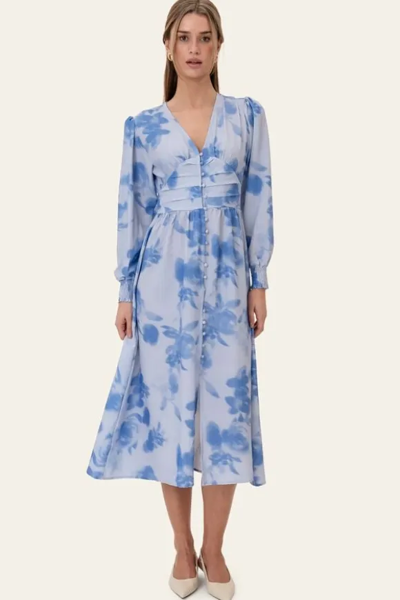 AdelIC Long Dress - Abstract Blue F