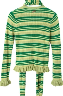 ANELIS COTTON MERINO BLEND CARDIGAN- GREEN STRIPE