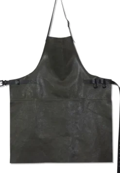 BBQ forklæde, vintage læder - vintage grå