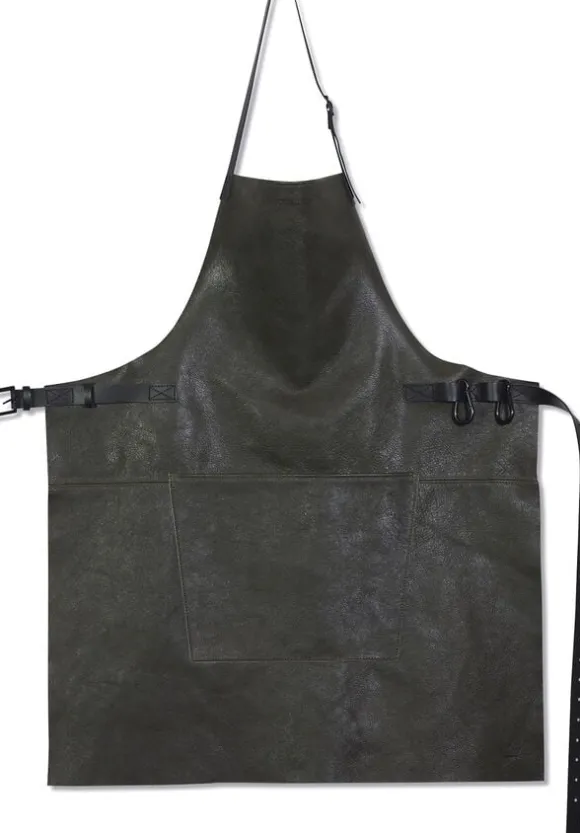 BBQ forklæde, vintage læder - vintage grå