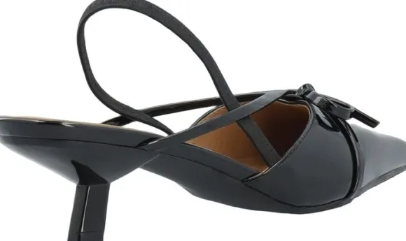 BIAKRISTIN Kitten Heel Bow Slingback Faux Leather
