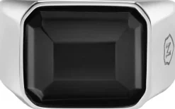 Black Zircon Signet Ring in Silver