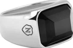 Black Zircon Signet Ring in Silver