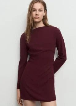 Boat-neck ruched dress