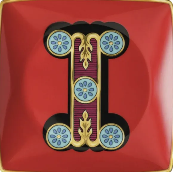 Bowl 12cm sq. flat, Holiday Alphabet I, Versace