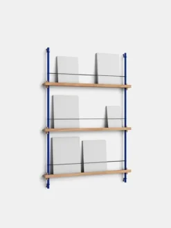 Box set, Magazine Shelving MS.115. 1, Oak shelves, Deep Blue