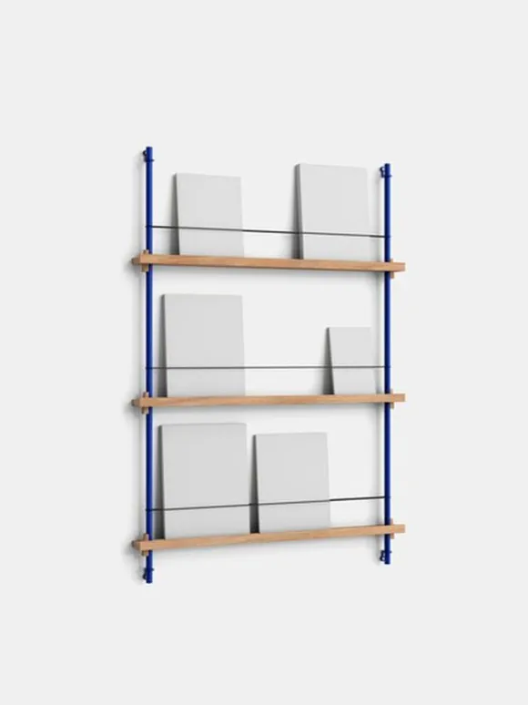 Box set, Magazine Shelving MS.115. 1, Oak shelves, Deep Blue