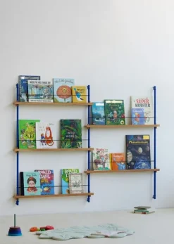 Box set, Magazine Shelving MS.115. 1, Oak shelves, Deep Blue