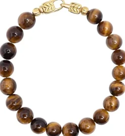 Brown Tiger Eye Healing Bracelet with Gold Lock