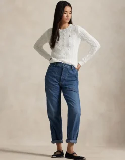Cable-Knit Cotton Crewneck Sweater