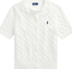 Cable-Knit Cotton Short-Sleeve Cardigan