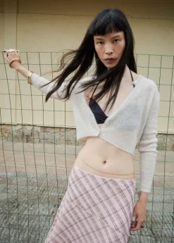 Checked asymmetric skirt