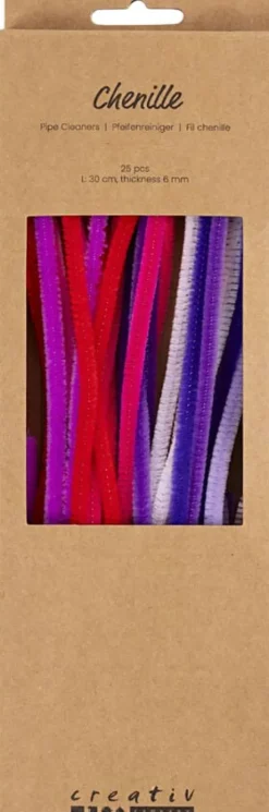 Chenille, L: 30 cm, tykkelse 6 mm, lilla/pink harmoni, 25stk