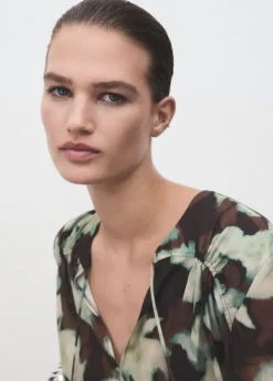 Chiffon blouse with bow neckline