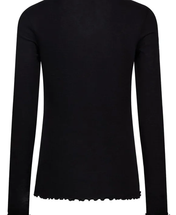 Cilla 14 Langærmede striktrøje med bølgende kant - 100% Merino uld