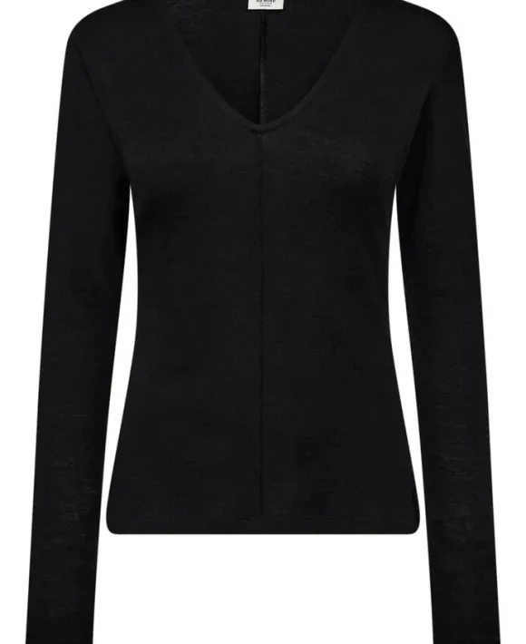 Cilla 16 V-halset bluse - 100% merino wool RWS