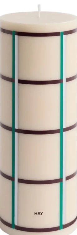 Column Candle-Large-Off-white, green bordeaux and silver