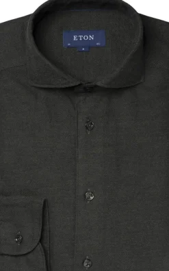 Contemporary Fit Dark Green Flannel Shirt