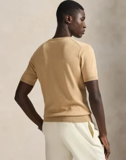 Cotton Crewneck Short-Sleeve Sweater
