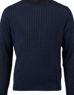 Crew neck cable merino