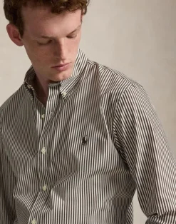 Custom Fit Striped Stretch Poplin Shirt