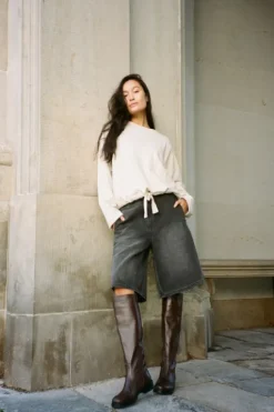 Denim black wide shorts - Raha