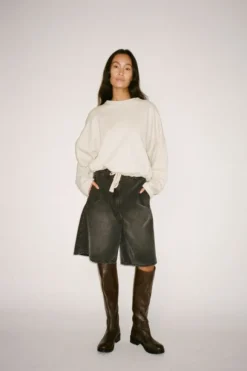 Denim black wide shorts - Raha