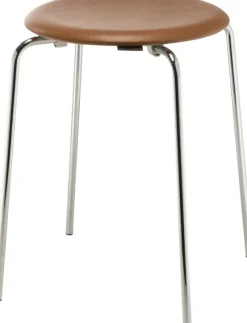 DOT Walnut skammel elegance leather / chrome base
