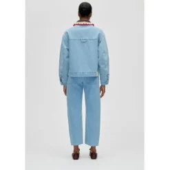 2453 Double Rinse Denim, Collared Cropped Bomber