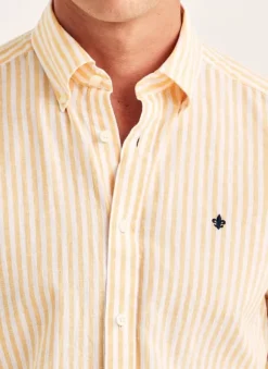 Douglas Linen Stripe Shirt-Classic Fit