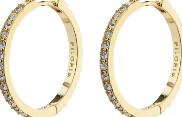EBNA large crystal hoops gold-plated