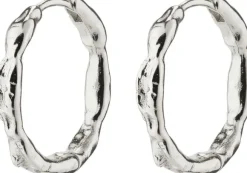 EDDY recycled organic shaped medium hoops silver-plated