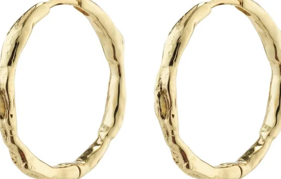 EDDY recycled organic shaped large hoops gold-plated
