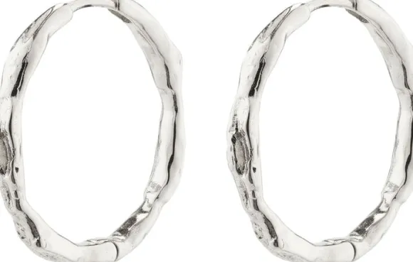 EDDY recycled organic shaped large hoops silver-plated