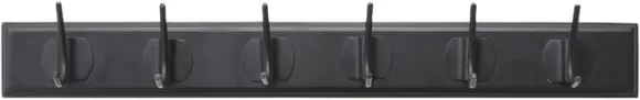 EDGY coat rack, 6 hooks - black w. black finish