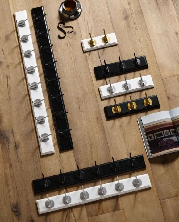 EDGY coat rack, 6 hooks - black w. black finish