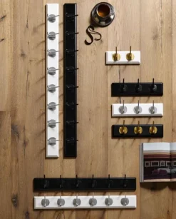 EDGY coat rack, 6 hooks - black w. black finish