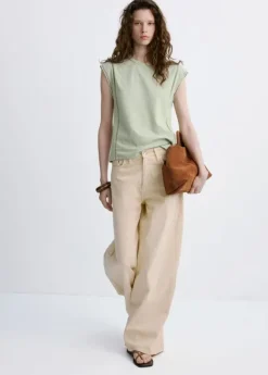 Embroidered cutwork cotton T-shirt