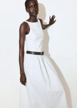 Embroidered lace flared dress