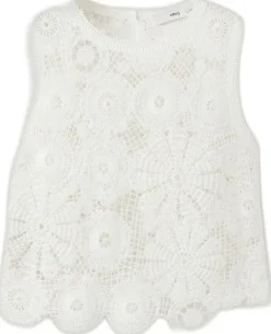 Embroidered top with openwork detai