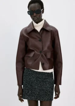 Faux-leather jacket with pockets
