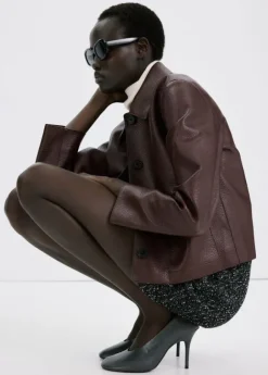 Faux-leather jacket with pockets