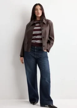 Faux-leather jacket with pockets