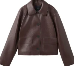 Faux-leather jacket with pockets