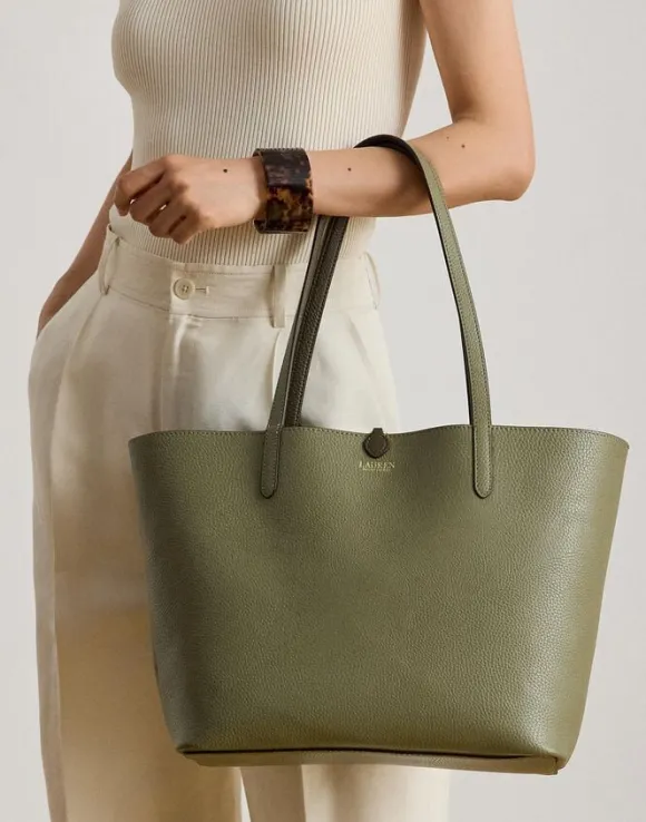 Faux-Leather Large Reversible Tote Bag