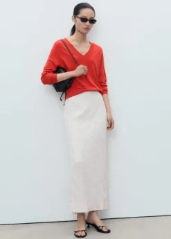 Fine-knit V-neck sweater