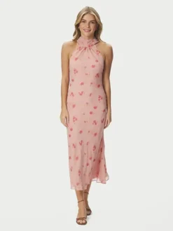 Fiona Blurred Flower Halter Neck Dr