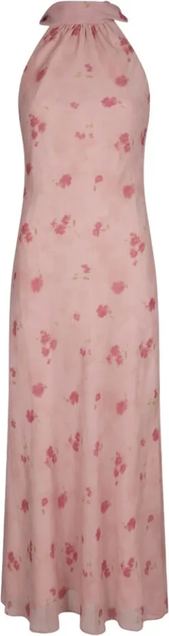 Fiona Blurred Flower Halter Neck Dr