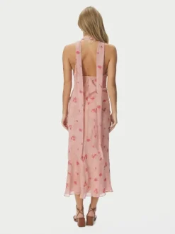 Fiona Blurred Flower Halter Neck Dr