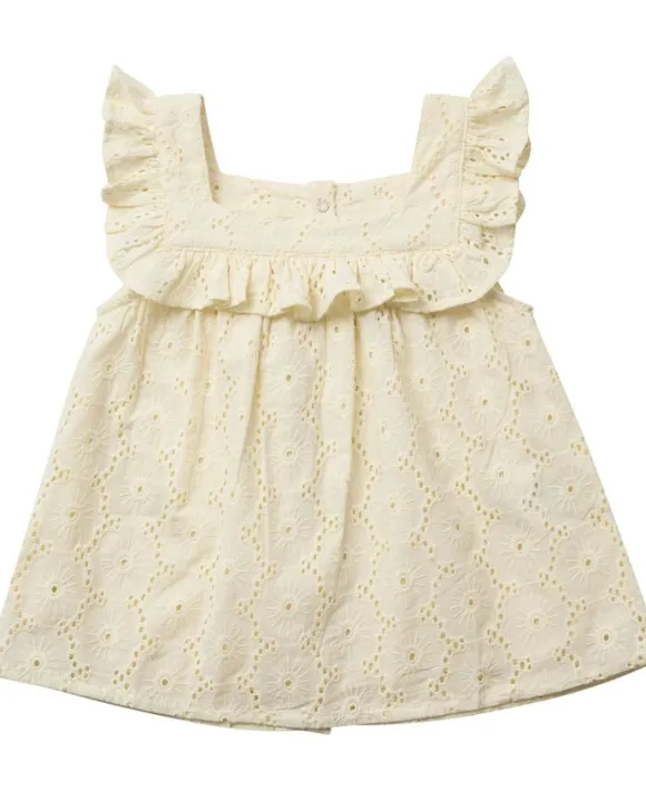 Floral broderie top GOTS